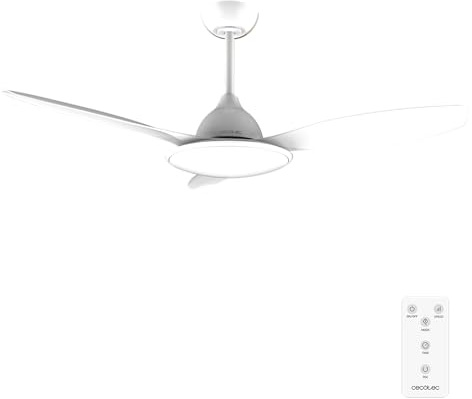 Cecotec - Ventilateur de Plafond avec Lumière EnergySilence 4800 Light White - 36 W, Diamètre 122 cm, LED 36 W et Télécommande, 6 Vitesses et 3 Pales, Minuterie 8 Heures, Mode Été/Hiver