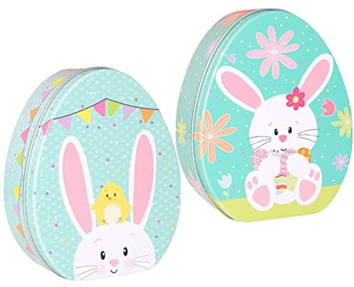 CALLARON 2stücke Ostern Mit Niedlichem Hasenmuster Metallaufbewahrungsbox Für Süßigkeiten Und Kekse Praktische Geschenkbox Für Frühlingsfeiern Und Kinderpartys