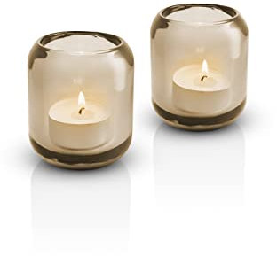 Eva Solo Acorn Porte-bougies en verre Hazel Brown Set de 2 bougies chauffe-plat en verre H 8 cm