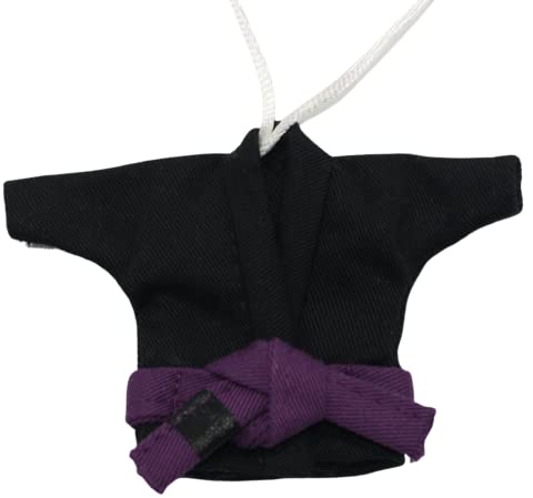 Brazilian Jiu Jitsu Purple Belt Gift Black Jiu Jitsu Gi Keychain for Car or Backpack (Purple Belt)