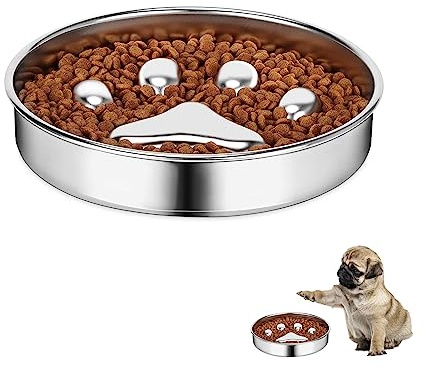 Ciotola Anti Ingozzamento Alimentazione Lenta – Mangiatoia Acciaio Inox Ecologica Durevole Sicurezza per Cani di Taglia Media e Grande La Perdita Peso, Previene Digestione, Mangiare Dieta