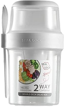 Shaker à Sala, Keep Fit Shaker pour salaavec Couvercle et Fourchette - 29/36 oz Keep Fit Shaker avec Support pour Vinaigrette, Petit-déjeuner Portable pour bento