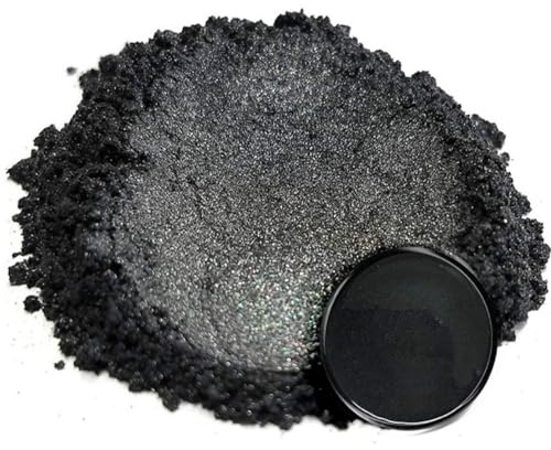 50g Polvere di Mica Metallica Colori per Resina Epossidica Naturale Colorante,Utilizzato In EPoxy Creazione di Sapone Produzione di Candele Lucido Labbra Unghie Trucco Pittura (Nero)