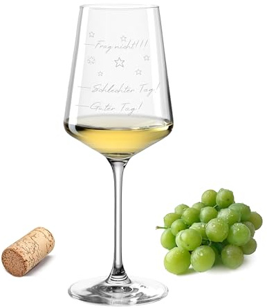 Gravur-Max Weinglas 560 ml „Guter Tag, Schlechter Tag, Frag nicht!“ – Leonardo Puccini Glas mit Lasergravur – Hochwertiges, spülmaschinenfestes & stoßfestes Weinglas – Geschenk für Weinliebhaber