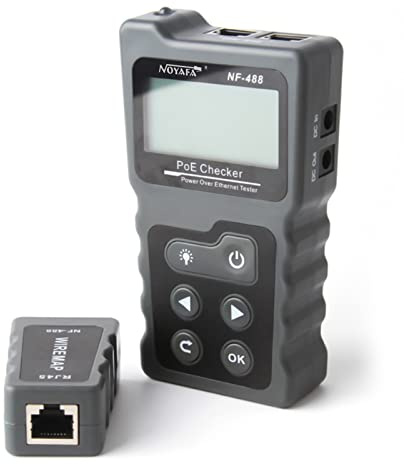 Mulcort Tester per cavi di rete LCD multifunzionale PoE Checker Tester di tensione e corrente PoE in linea con tester per cavi