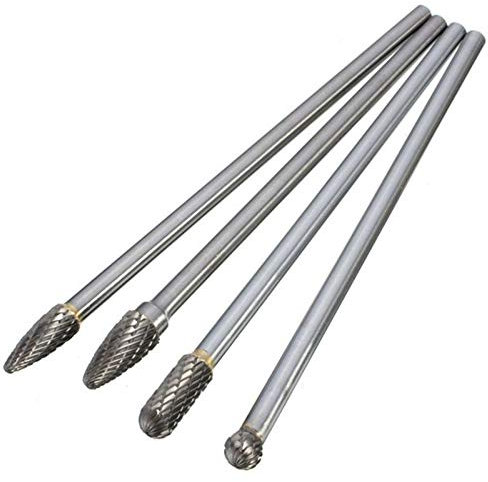 Limas de metal for acero, herramientas mecánicas, juego de limas de escofina de metal, 4 piezas de fresa rotativa de largo alcance, broca de carburo de tungsteno de doble corte, vástago de 1/4 , jueg