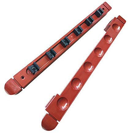 Agashi Wandmontapool Queue Stick Halter, Billard Stick Stand, Hält 6 Queues,Ooker Pool Queue Rack 2 Stück/Red/L40Cm/16In-W4Cm/1.6In