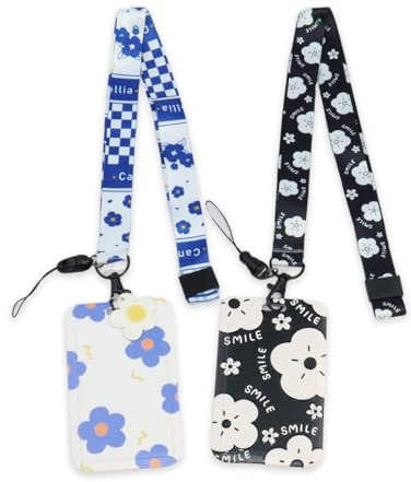2 PCS Lanyard de Identificación con Cordón para el Cuello, Cuelga Llaves, Tarjetero ID Card Badges Holder Extensible para la Escuela, Oficinas