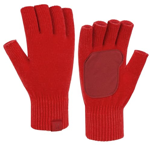Bequemer Laden Winter Fingerlose Handschuhe Damen Herren Chenille Warm Winterhandschuhe Strickhandschuhe Rutschfeste Fingerhandschuhe Ohne Fingerkuppen Geschenk, Rot