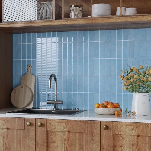VaryPaper Fliesenaufkleber Bad Marmor Blau 30.5cmx30.5cm 10 Stück Küchenfliesen überkleben Wandfliesen Selbstklebend Küche Badezimmer Wasserfest Klebefolie Fliesenoptik Fliesensticker Toilette Kamin