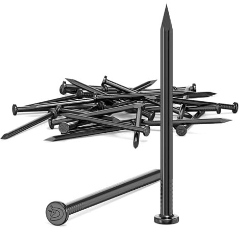 ORTAVA 30 clavos de acero, clavos para paredes de hormigón, clavos galvanizados, clavos, carpintería, ladrillo, uso universal en interiores y exteriores, color negro (70 mm)