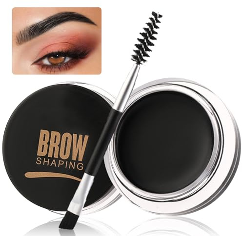 Eyebrow Pomade Gel Black Set, Long-Lasting Eyebrow Tint, Lightweight Brow Soap for Defined Brows, Easy-to-Apply with Dual-Ended Brush, Perfect 24HR Wear, for Filling and Shaping Defined Brows
