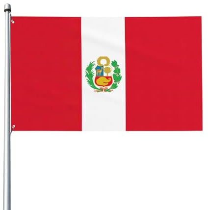 Bandera de Perú con impresión de jardín de 35 x 60 pulgadas, de una sola cara exterior, bandera de patio al aire libre para decoración