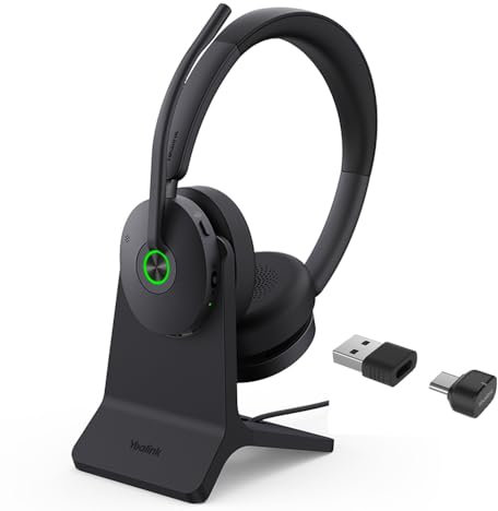 Yealink BH 74 UC Headset with Charging Stand - Bluetooth, Hybrid ANC, 32h Talk Time, USB-C/A