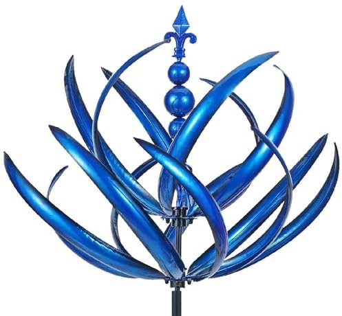Metall Windrad - Windspiel Aus Metall | Windrad Für Garten | Gartenstecker | Lotuss Windspiele Windmühle | Eisen-Windspiele | Remolino De Viento Für Draußen | Blumenstecker Garten Eisen