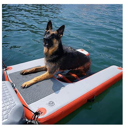 WAHHWF Hundebadeleiter Aufblasbare Hunde-Bootsrampe mit rutschfestem Eva-Schaum, schwimmende Leiter-Poolrampe für große Hunde, bis zu 230 Pfund, Hundeschwimmer für Boot/See/Yacht(Red)