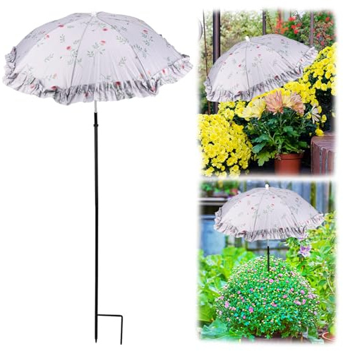 lasuroa 3 Set di Ombrelloni per Piante, Ombrellone con Protezione Solare Proteggere Le Piante Dal Sole Cocente Ombrellone da Giardino Regolabile per Aiuole con Piantes in Vaso (Stile Floreale)