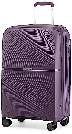 British Traveller Mittelgroßer Koffer 67x46x27 cm Leichter Reisekoffer aus Polypropylen mit 4 Rollen, Lila