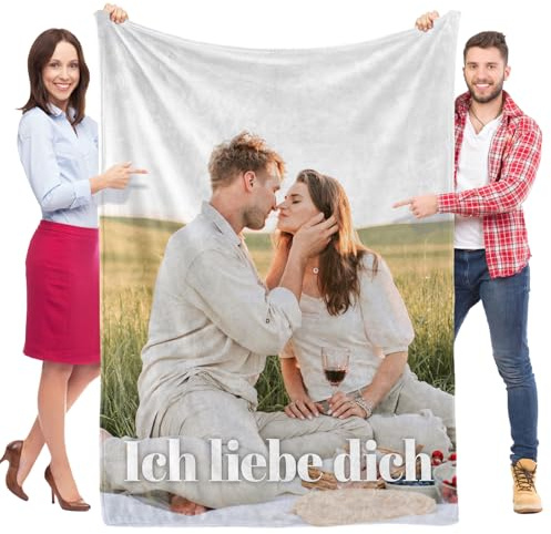 Jkolalin Personalisierte Decke mit Foto, Personalisierte Kuscheldecke mit Foto, Personalisierte Foto Decke, Personalisierte Decken, Personalisierte Weihnachts Geschenke für Frauen Männer Ihn und Sie