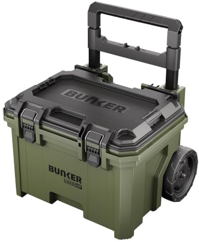 BUNKER Load-Up Tool Box on Wheels - IP65 Waterproof Modular Storage Case | 340mm waterproof tool box with telescopic handle, lockable case, lift-out tray and heavy-duty interlocking stackable design.