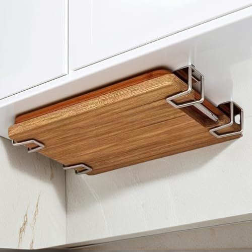 8pcs Under Cabinet Cutting Board Holder Pot Lid Organizer Rack Storage Stainless Steel Under Shelf Counter Chopping Board