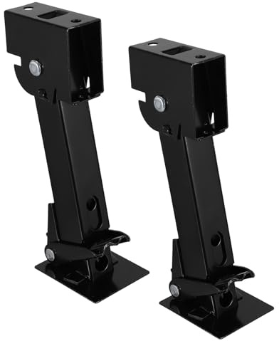 FIXOSHEE Supporto Stabilizzatore per Rimorchio Regolabile 2 Pezzi, Martinetti Stabilizzatori per Camper in Acciaio Nero, Attrezzi per Manutenzione Veicoli e Riparazione Auto