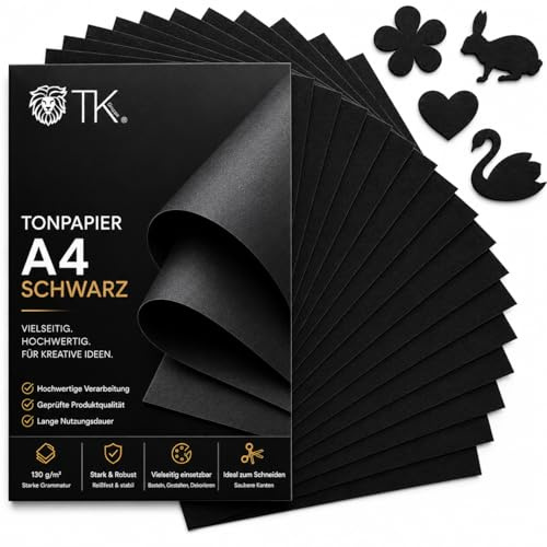 100 x ark A4 lerpapper – 220 g/m² papper – lerkartong pysselpapper och pysselkartong för pyssel och design – svart papper (100 x lerpapper svart)