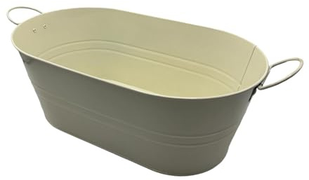 Ronyme Cubiteras para Hielo, Cubitera de Hojalata Galvanizada, Cubo de Hielo Galvanizado Ovalado, Cubitera para Hielo Grande, Ice Bucket Resistente para Bebidas, Cócteles de Champán, Blanco