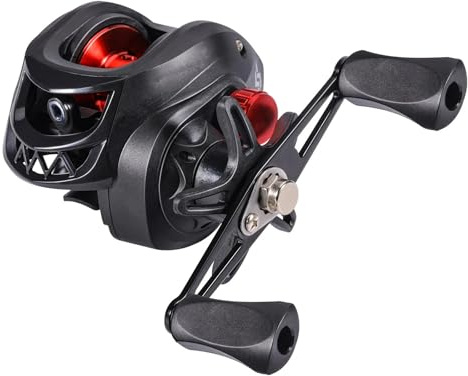 Carretes de Pesca Carrete de Pesca Profesional Ultraligero 7.2.1 Ratio Engranaje Rueda Baitcasting Carpa Arrastre máximo 8kg Carrete fundición para Agua Salada(Red,Left Hand)