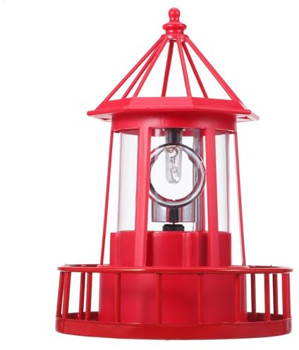 Ciieeo Lampada Solare da Esterno in Ferro a Forma di Faro Rotante, Decorazione per Giardino, Cortile e Balcone, Luce Paesaggistica Alimentata a Energia Solare, Effetto Realistico