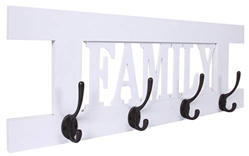 Mendler Wandgarderobe HWC-C60 Family, Shabby-Look, 60x21cm - weiß lackiert | Garderobe, Garderobenpaneel, Vintage