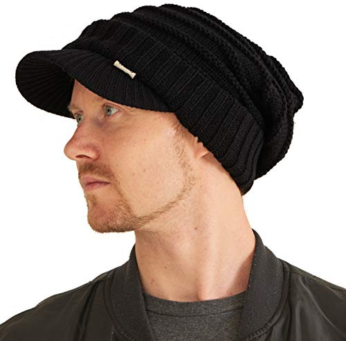 Gorros Invierno de Punto - Hombre Gorra de Visera Tejido Calentito Mujer Casquillo Beanie Hipster Hopa Calida Negro