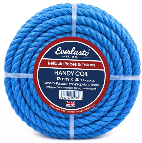 EVERLASTO TRADE HANDY COILS BLUE POLYPROPYLENE POLY ROPE 12MM X 30M