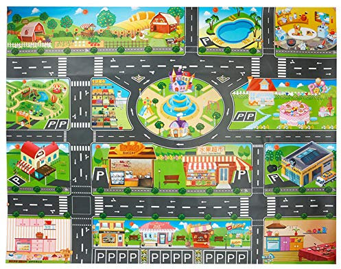 VANTIYAUS Teppich aus Kunststoff für Spielzeug, Spritzschutz, waschbar, für Boden oder Tisch, Kinderteppich aus PVC, ideal zum Spielen mit Autos und Spielzeug, Lernteppich für