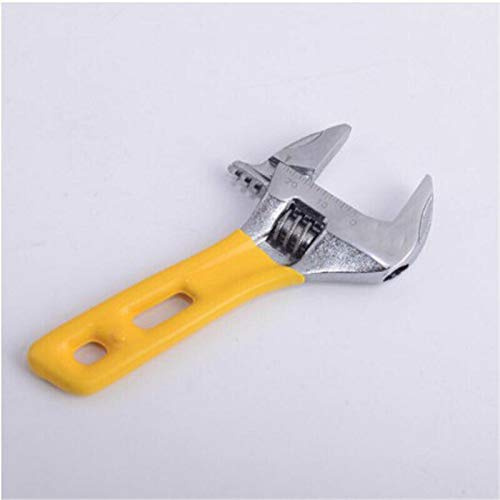 Verstellbarer Schraubenschlüssel, leicht, kompakt, weicher Griff, breite Öffnung, breite Backe, Handwerkzeug mit 24 mm breiter Backenkapazität, Gelb, kurz (115 mm)