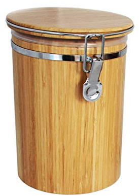 rukauf 1,5 Liter Bambus-Holz Vorrats-Dose aromadicht Bügelverschluss Vorratsbehälter Frischhalte-Behälter Aufbewahrungs-Box Kaffeedose