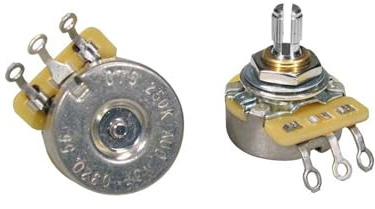 CTS 250K Poti, log, kurzer Schaft .250, 3/8 Durchm, FE-style back, Pickguardmontage