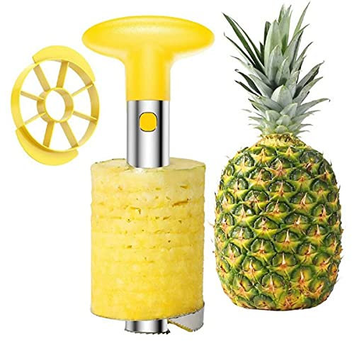 JUNYFFF Pelapatate Taglia Anelli, Taglierina per Ananas in Acciaio Inossidabile, Rimuove Completamente La Polpa dal Frutto, Pelapatate E Taglierina per Ananas, Taglia L'ananas, Set da 4 Pezzi
