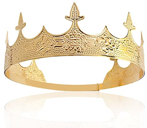 Krone Haarschmuck Königlicher König Diadem Männer Metall Große Tiaras Für Halloween (Gold)