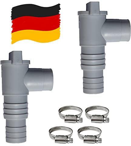 PoolSun Wartungshahn/Absperrhahn für Pools mit 32mm Schlauchanschluss - Original Made in Germany - 2 Stück