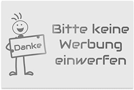 Briefkastenschild Bitte keine Werbung einwerfen aus V2a Edelstahl weiss pulverbeschichtet Verschiedene Größen