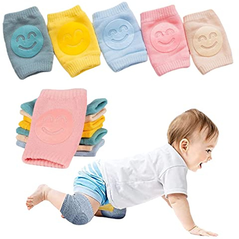 FLOTRUTE 5 Paar Baby Knieschützer, Baby Knieschoner zum Krabbeln, Baby Krabbeln Krabbelstrumpfhose Knieschoner Baby mit Gummipunkten rutschfest für Baby Krabbelschutz Krabbelhilfe Knieschützer