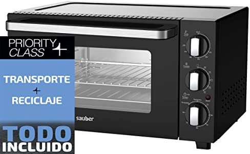 Sauber - Horno Sobremesa SERIE 3-1500 CONVECCIÓN - 30 Litros - potencia 1.500 watios - Color Negro - ENTREGA EN DOMICILIO…