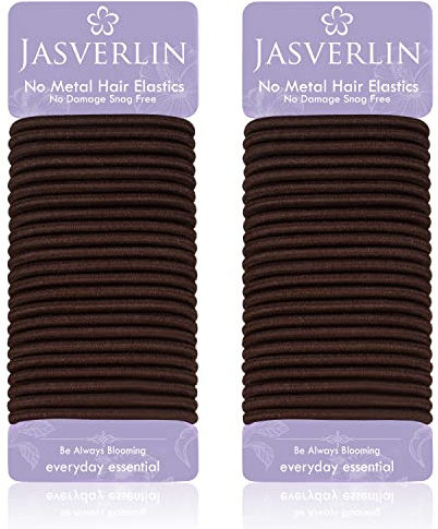 JASVERLIN 5 mm Braune, Dicke Haargummis, Große, Zopfgummis, 48 Stk | Weiche Haargummis, Styling-Haarzubehör für Lockiges, Dickes Haar Bei Frauen, Elastische Bänder