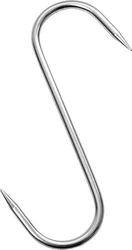 Wolfcut 20 x Meat Hooks S Hooks CNS Butcher Hooks Butcher Hooks Smoker Hooks Choice of Configuration 160/6 mm Sharpened on Both Sides