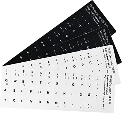 4 Stück Deutsche Tastaturaufkleber Mit Weißen Buchstaben - Geeignet Für Jede Standard-, Laptop- Und Apple-Tastatur