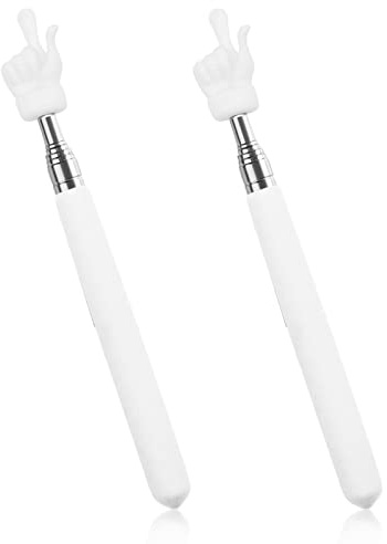 2 Pcs Teleskopischer Zeigfinger für Lehrer, Einziehbarer Handzeiger Lehrer Zeiger für Klassenzimmer, Kleiner ausziehbarer Zeigerfinger Zeigestock Grundschule Kindergarten Lehrerzubehör (Weiß)