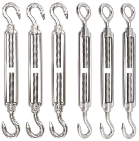 Lot de 6 tendeurs de fil M5 réglables en acier inoxydable avec crochets et œillets pour resserrer la corde tendue