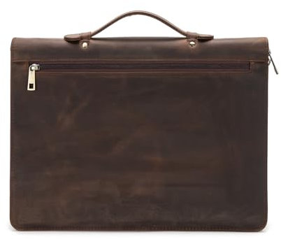 Geslun Portfolio aus echtem Leder mit verstecktem Griff, Padfolio mit Reißverschluss, A4, Notizblock, Business-Mappe für Damen/Herren, dunkles Khaki