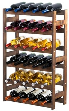 PROREGAL Weinregal PINOTWINE | HxBxT 86x53x25cm | 30 Flaschen | Massives Kiefernholz | Braun geölt | Weinhalter Weinständer Flaschenständer Flaschenregal Holzregal